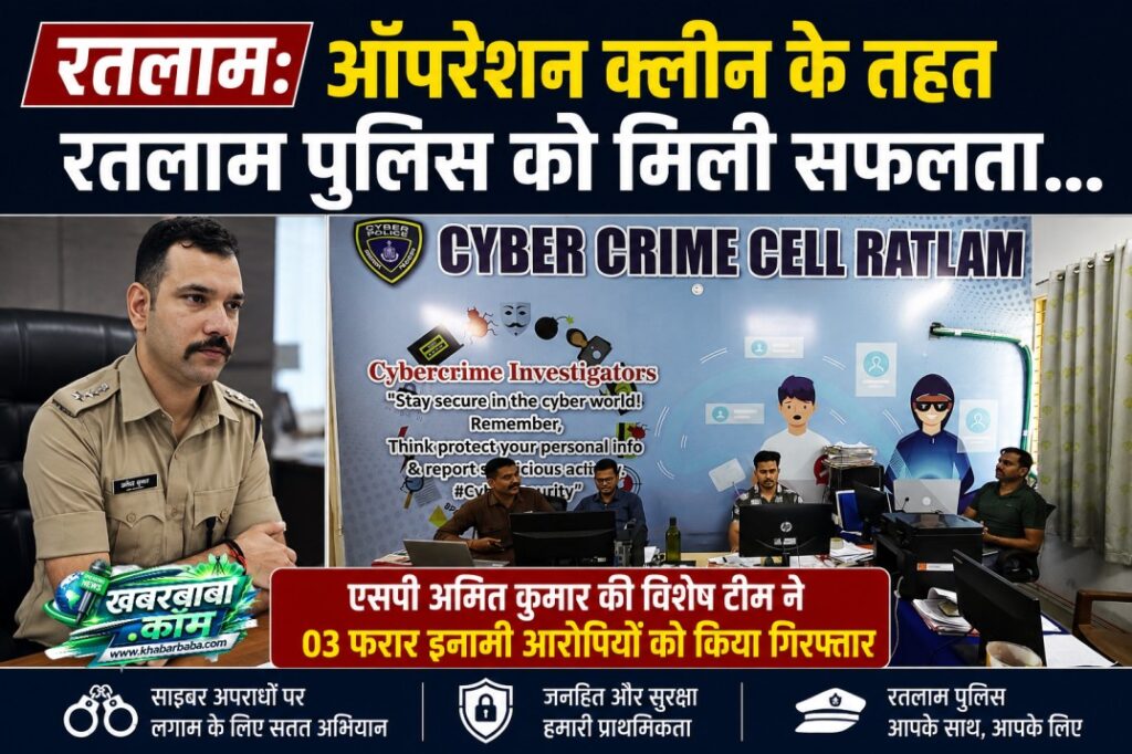 रतलाम: ऑपरेशन क्लीन के तहत रतलाम पुलिस को मिली सफलता…एसपी अमित कुमार की विशेष टीम ने 03 फरार इनामी आरोपियों को किया गिरफ्तार