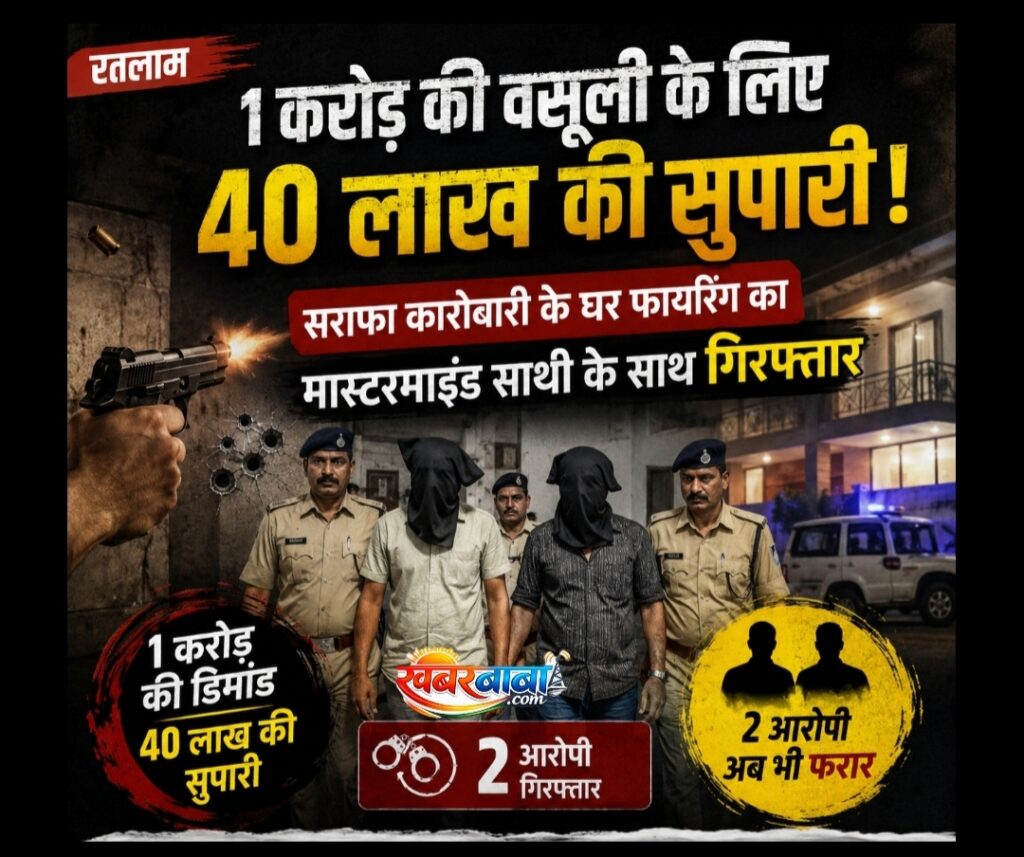 रतलाम: 1 करोड़ की वसूली के लिए 40 लाख की सुपारी! सराफा कारोबारी के घर फायरिंग का मास्टरमाइंड साथी के साथ गिरफ्तार, दो आरोपी अब भी फरार